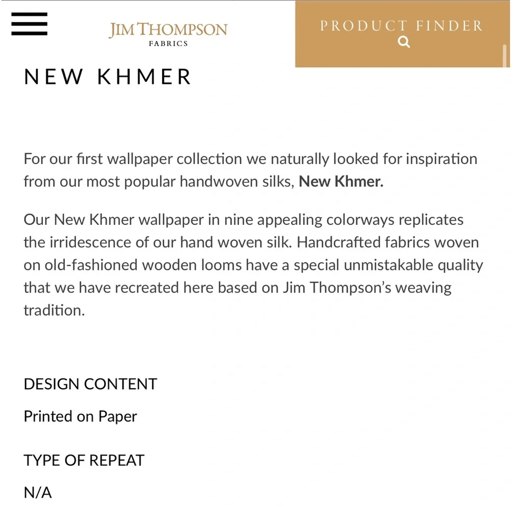 NEW Jim Thompson roll of wallpaper - HOUSE ON THE KLONG collection